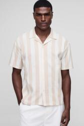 Boohooman Bézs Csíkos Rövid Ujjú Ing Klasszikus Boohooman S