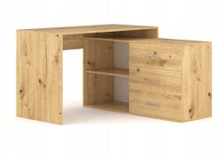 Vivaldi Meble Kurt sarokíróasztal 3 fiókkal, Artisan tölgy, modern 5W, 120 cm (DEK120000OAOA5W112)