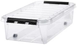 SMARTSTORE Műanyag tárolódoboz, 31 liter, fekete fogantyúkkal és görgőkkel, SMARTSTORE Classic 35, átlátszó