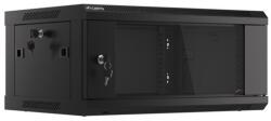 Lanberg 19 fali rack szekrény 4U/600X450 üvegajtó, lapraszerelt, fekete V2 (WF01-6404-10B)