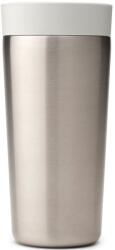 Brabantia Make & Take duplafalú termoszbögre 360ml, hideg és meleg italok számára, szivárgásmentes, snap lid fedél, r. m. acél, világosszürke (BR228704)