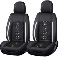  Prémium 5 személyes autótakarók Carguard Deluxe perforált öko bőrből és textilből - fekete - fehér