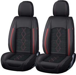  Prémium 5 személyes autótakarók Carguard Deluxe perforált öko bőrből és textilből - fekete - sötétpiros