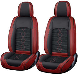  Prémium 5 személyes autótakarók Carguard Deluxe perforált öko bőrből és textilből - sötétpiros - fekete