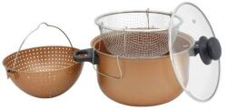 Voltz Oală cu sita și coș pentru prăjit Voltz V51213C, 24 cm, 5.2 l, Acoperire antiaderentă, cupru