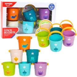 LEAN Toys 6 Darabos Színes Fürdővödör Készlet Lyukakkal