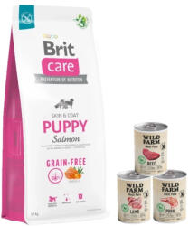 Brit BRIT CARE Gabonamentes kutyakaja szalmacsalád 12 kg + Wild Farm Pate MIX Smaków 3x400 g