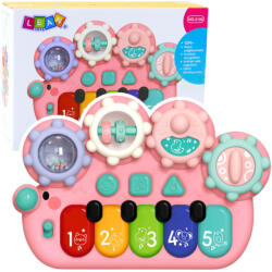 LEAN Toys Gyermek Interaktív Zongora Fogazott Kerekek Rózsaszínű