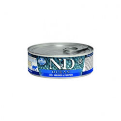 N&D Ocean konzerv tőkehal & garnélarák sütőtökkel 70g