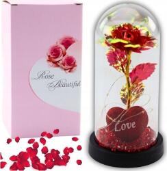 Lean Örökrózsa Üvegben Kristály LED Világító Pillangó Piros 21x11cm 21328 (21328) (21328)