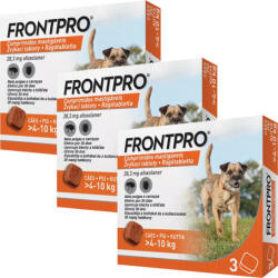 FRONTPRO tablete împotriva puricilor și căpușelor pentru câini (3 cutii = 9 tablete | 4 - 10 kg | 9 x 28.3 mg)