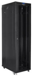 Lanberg 19" szabadon álló rack szekrény 47U/800X1000 üvegajtó, lapraszerelt, LCD kijelző, fekete (FF01-8047-12BL) - mzona