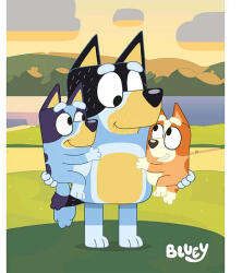 Halantex Bluey polár takaró 120x150 cm - Bingo, Dad és Bluey