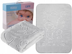  EASY CARE nyomott mintás vastag babapléd 80*110 cm - szürke maci