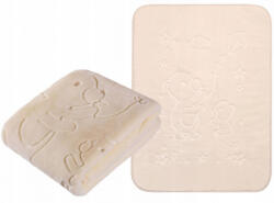  EASY CARE nyomott mintás vastag babapléd 80*110 cm - ekrü maci