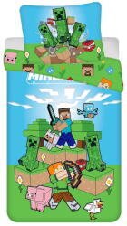 Jerry Fabrics Zöld-kék egyszemélyes pamut gyerek ágyneműhuzat 140x200 cm Minecraft "Outdoor Mobs" - Jerry Fabrics