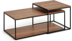 Kave Home Barna dohányzóasztal szett diófa dekoros asztallappal, 2 db-os 50x100 cm Yoana - Kave Home