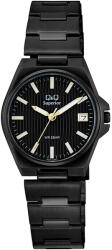 Q&Q női karóra, quartz, fekete színű nemesacél tok, fekete számlap, fekete nemesacél csat, (Superior) S22A-008PY (4711-3)