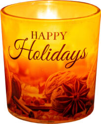 Tea lights Illatmécses üvegpohárban róma happy holidays 1db