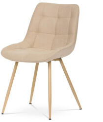  Elegáns Étkezőszék, krémszínű szövet, fém lábak, 3D tölgyfa dekoráció (artCT-394-CRM2)
