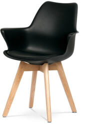  Műanyag Étkezőfotel Fekete Színben Műbőr Ülőpárnával, Bükkfa Lábbal. CT-771 (artCT-771-BK)