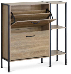  Cipősszekrény tölgy színben 2 rekesszel és polcokkal. Tartós MDF-ből (artABO-G1008-OAK)