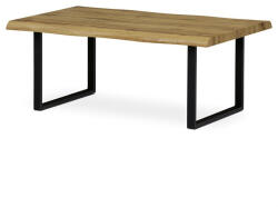  Tölgyszínű dohányzóasztal Fekete Fém Lábbal. Méret: 110x70x45 cm (artAHG-861-OAK)