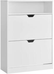 VASAGLE Cipősszekrény 2 billenőajtóval, 3 szintes cipőtartó, 24 x 80 x 102 cm, felhőfehér (LBC048W01) - tutihome