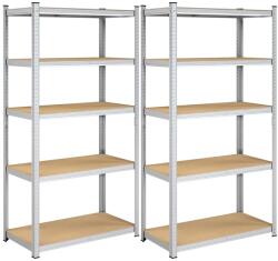 SONGMICS 2 db Nagy teherbírású 5 szintes polc, 200 x 100 x 50 cm, ezüst (GLR050E02)