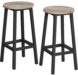 VASAGLE 2 db-os bárszék szett, Magas konyhai székek, Szürkés bézs és fekete (LBC032B02) - tutihome