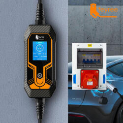 Feyree elektromos autó fali töltő hordozható töltő 22kW 5m Type2 csatlakozó dobozzal (32A22Kw5mT2Portable_csatlakozo_dobozzal)