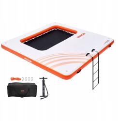 Vevor úszó platform, 304×304cm, hálós medencével, fehér-narancs (5907021435956)