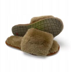 IRE SHOES Női papucs, természetes gyapjú, barna, Size 37, ütéscsillapító talp (Kapcie damskie brązowe wełna naturalna)