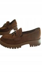 CheBello mokaszin, bőr, karamell, Size 36, vastag talp (4291)