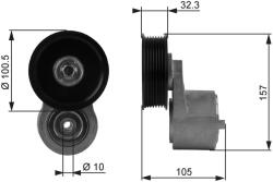 GATES Szíjfeszítő, hosszbordás szíj GATES T38245 for LAND ROVER, LEYLAND (T38245)