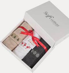 SOFT COTTON MERRY karácsonyi törölköző ajándékszett, 3 db Szett (3 db, 50x100 cm-es)