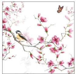 Ambiente Bird & Blossom white papírszalvéta 25x25cm, 20db-os
