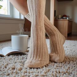 Ollike Női vastag pihe-puha zsenília zokni Drapp 106196