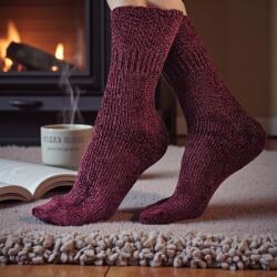 Ollike Női vastag pihe-puha zsenília zokni LAZA gumival Bordó 106214