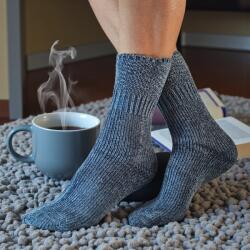 Ollike Női vastag pihe-puha zsenília zokni LAZA gumival petrol kék 106217