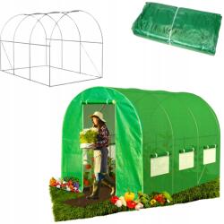  Fóliaalagút, kerti üvegház, 3, 5×2m, zöld fólia, váz (5906076407086)