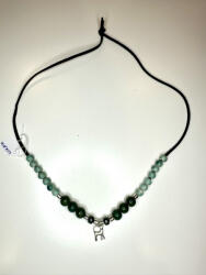  Forest Cat - Kerámia gyöngyös nyaklánc fém cica medállal (JJNY50)