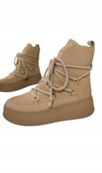 CheBello trapéznadrág hótaposó, bőr, karamell, Size 37 (4485)