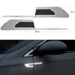  Set 2 stickere reflectorizante BUMERANG cu insertie Carbon 5D, culoare Argintiu FAVLine Selection (SREF-06)