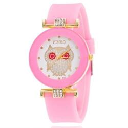 QUARTZ Ceas dama Crystal Owl - roz Ceas