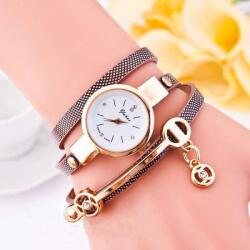QUARTZ Ceas dama curea lunga si ornament auriu - coffee Ceas