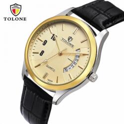 TOLONE Ceas barbatesc stil office, afisaj data - golden Ceas
