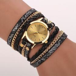 QUARTZ Ceas dama cu lantisor si curelusa model leopard Ceas
