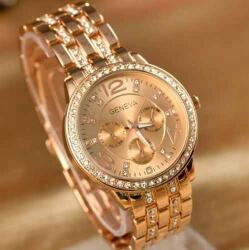 Geneva Ceas Geneva de dama, cu cristale pe carcasa si bratara - rose golden Ceas