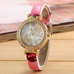QUARTZ Ceas dama Butterfly Crystals - Pink Ceas